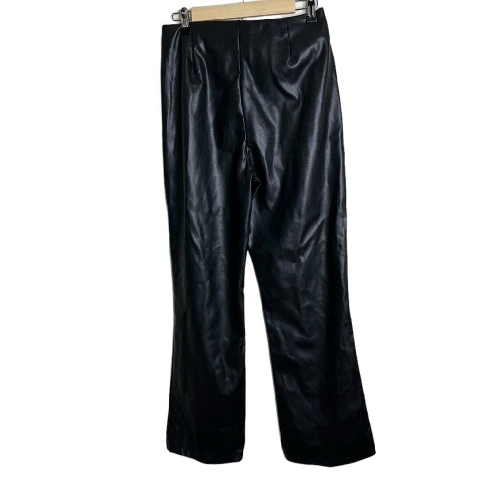 Asos Design High Rise Faux Leather Black Flare Leg Pants Size 8 Casual Chic Goth
